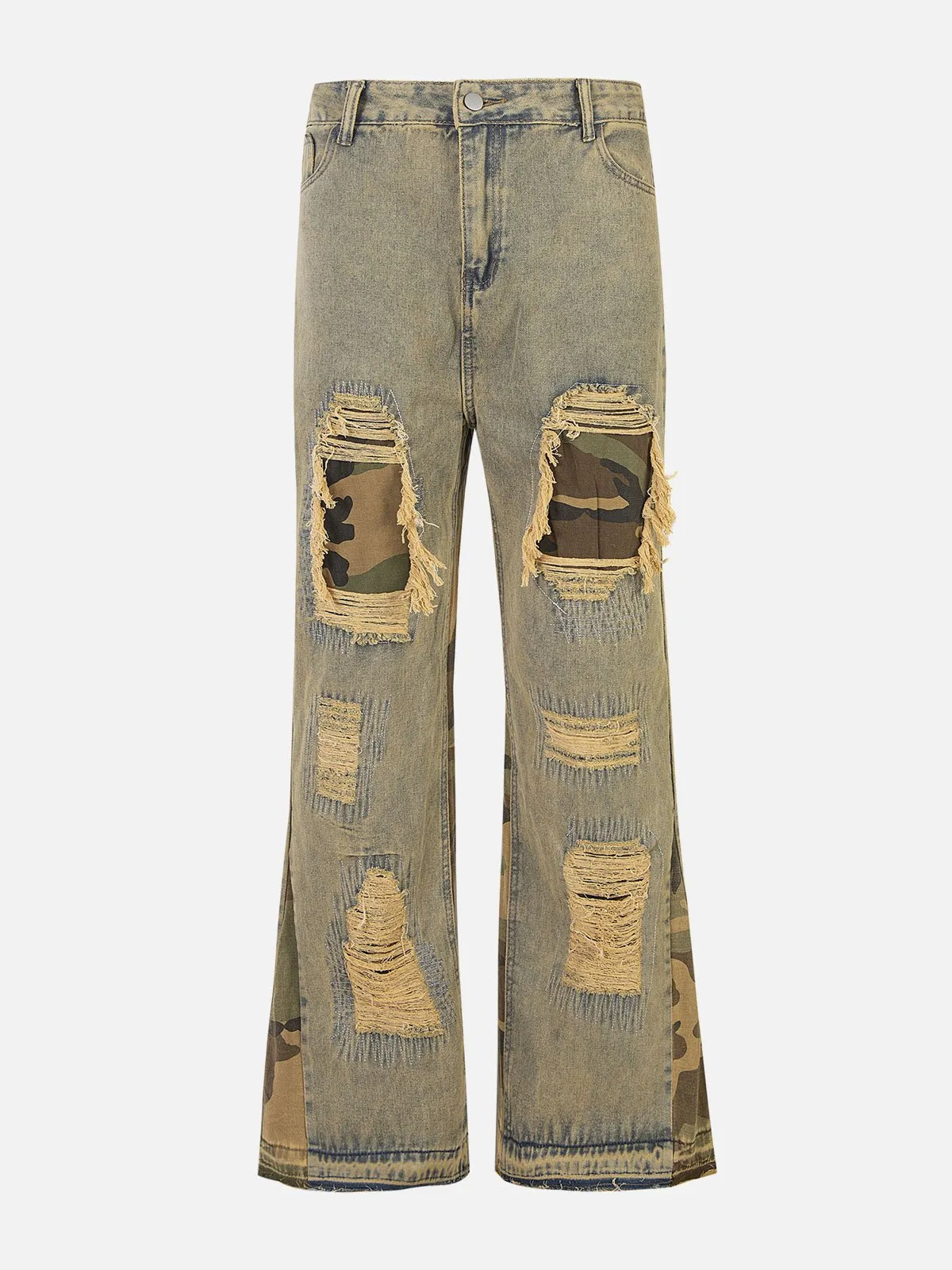 Aelfric Eden Camouflage Patchwork Distressed Jeans sold by Aelfric Eden