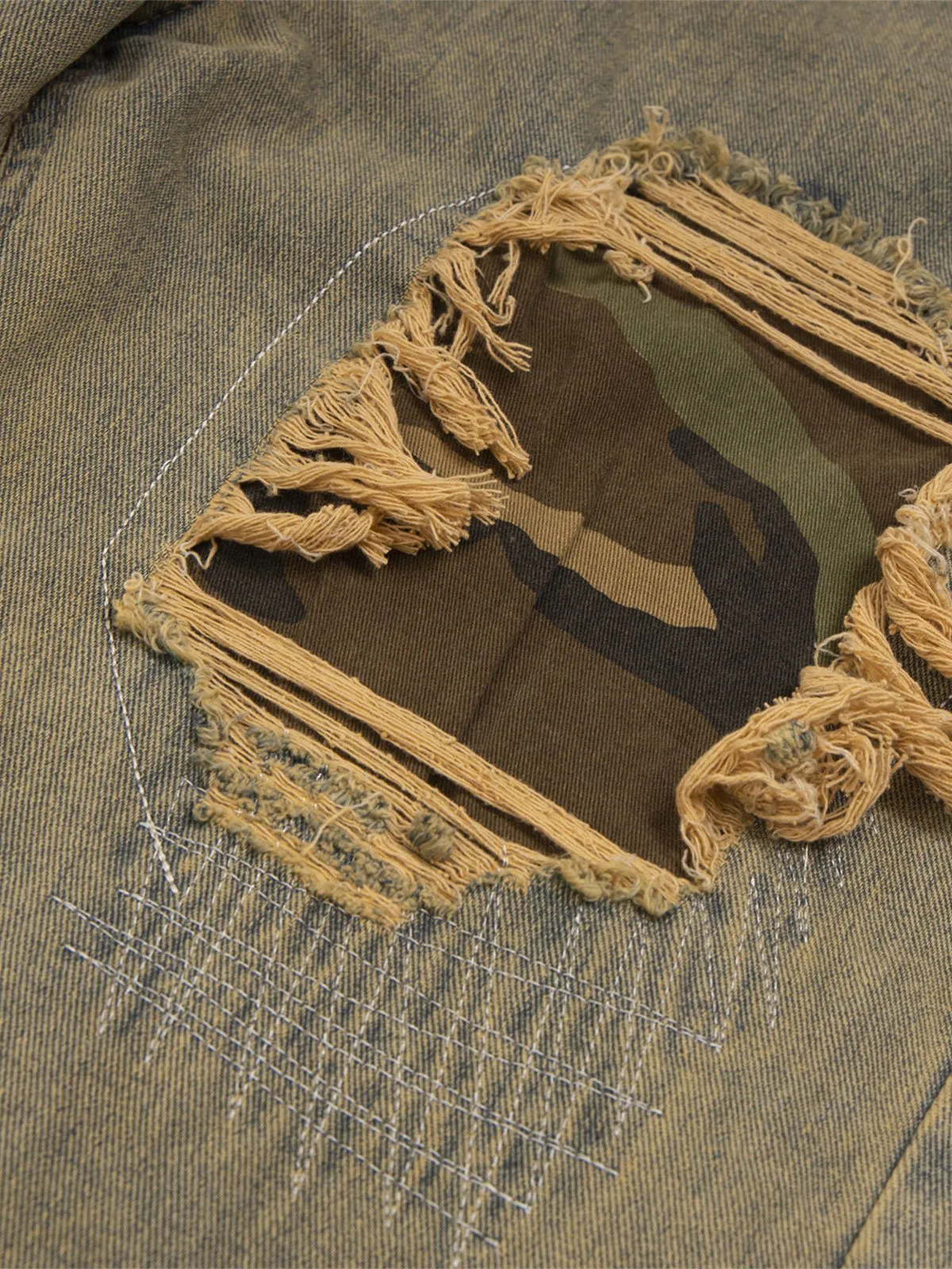 Aelfric Eden Camouflage Patchwork Distressed Jeans sold by Aelfric Eden product image thumbnail 4