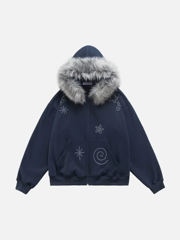 Aelfric Eden Faux Fur Colar Zip Up Hoodie sold by Aelfric Eden