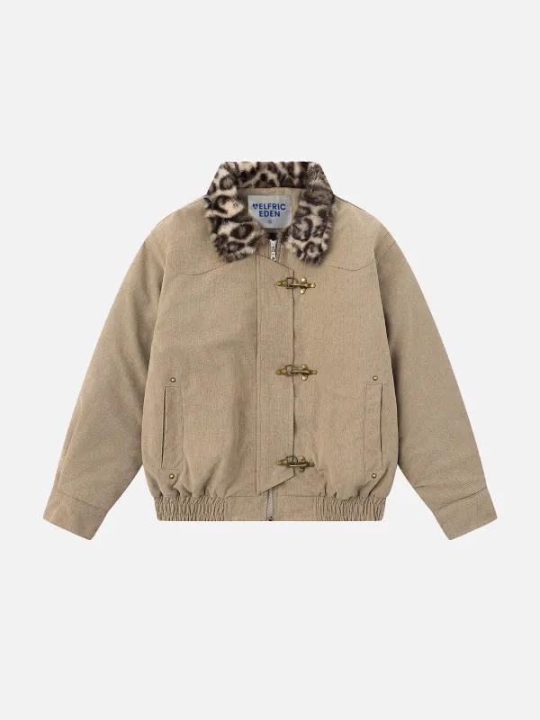 Aelfric Eden Leopard Collar Metal Toggle Coat sold by Aelfric Eden