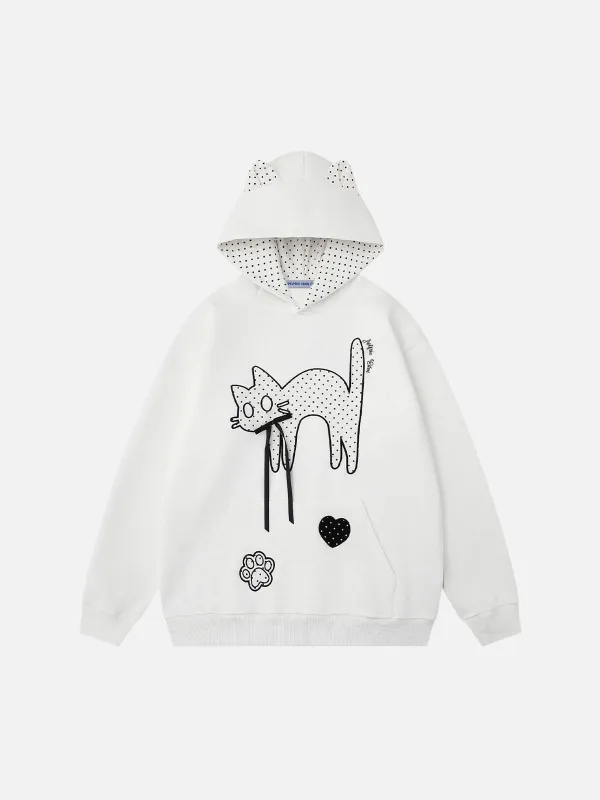 Aelfric Eden Polka Dot Cat Pullover Hoodie sold by Aelfric Eden