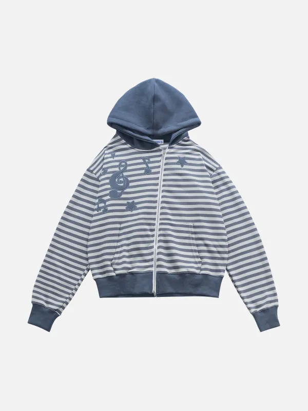 Aelfric Eden Boxy Striped Asymmetric Zip Up Hoodie made by Aelfric Eden
