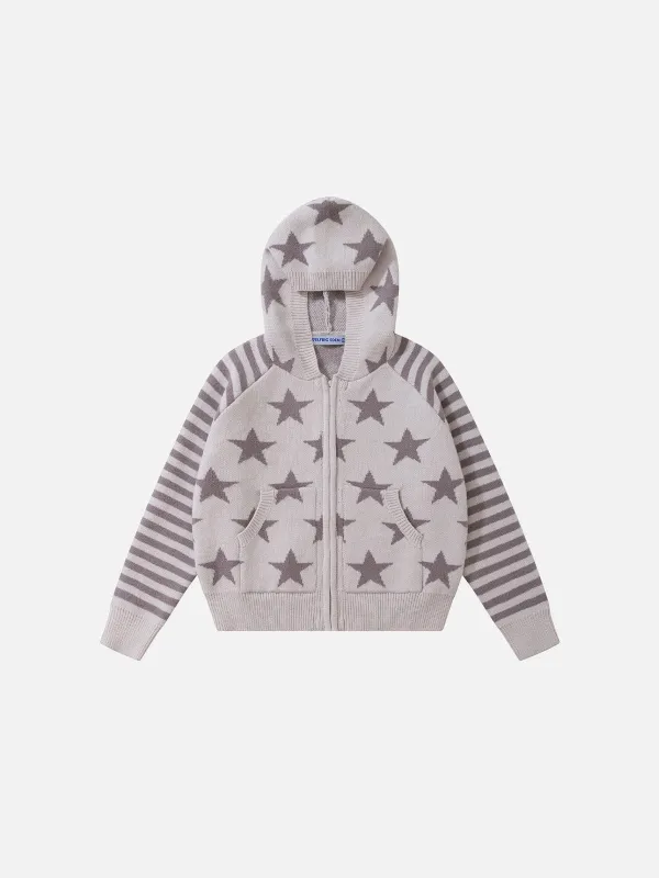 Aelfric Eden Boxy Star Pattern Knit Zip Up Hoodie made by Aelfric Eden