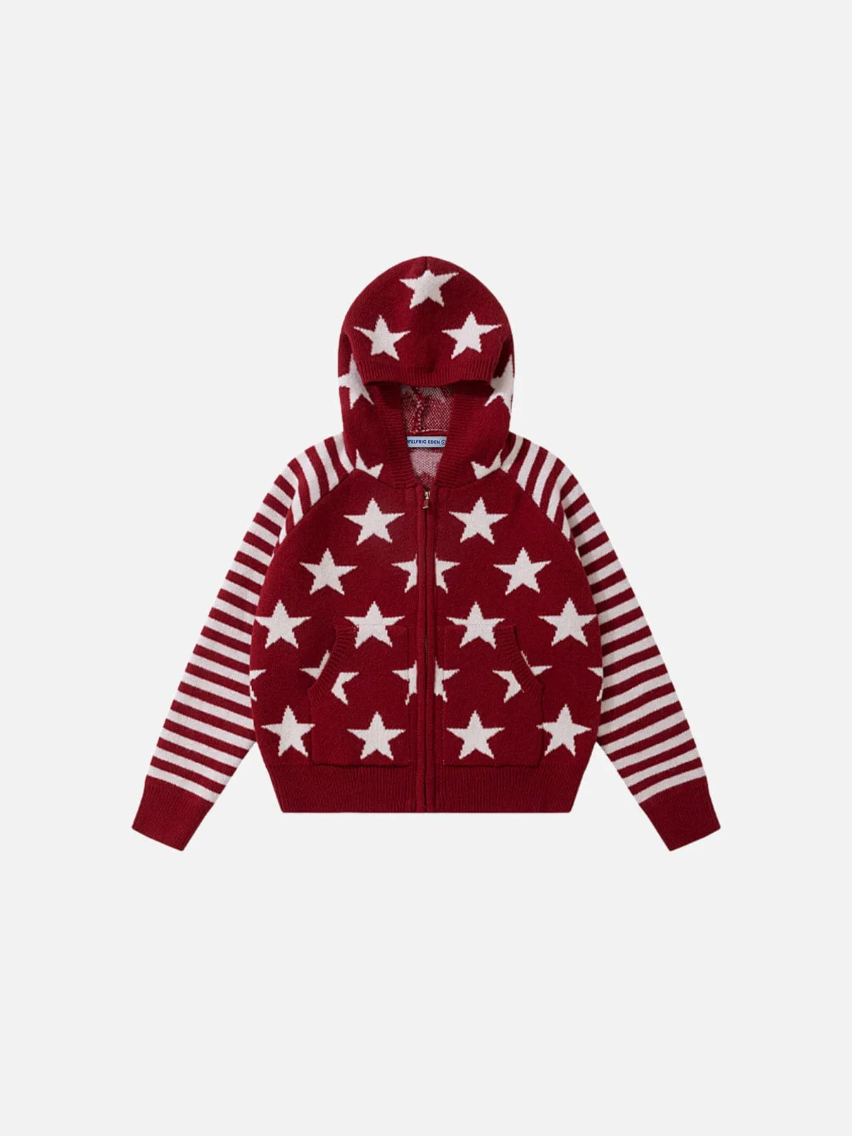 Aelfric Eden Boxy Star Pattern Knit Zip Up Hoodie sold by Aelfric Eden product image thumbnail 2