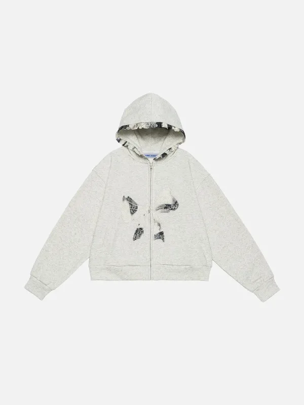 Aelfric Eden Boxy Lace Bow Zip Up Hoodie sold by Aelfric Eden