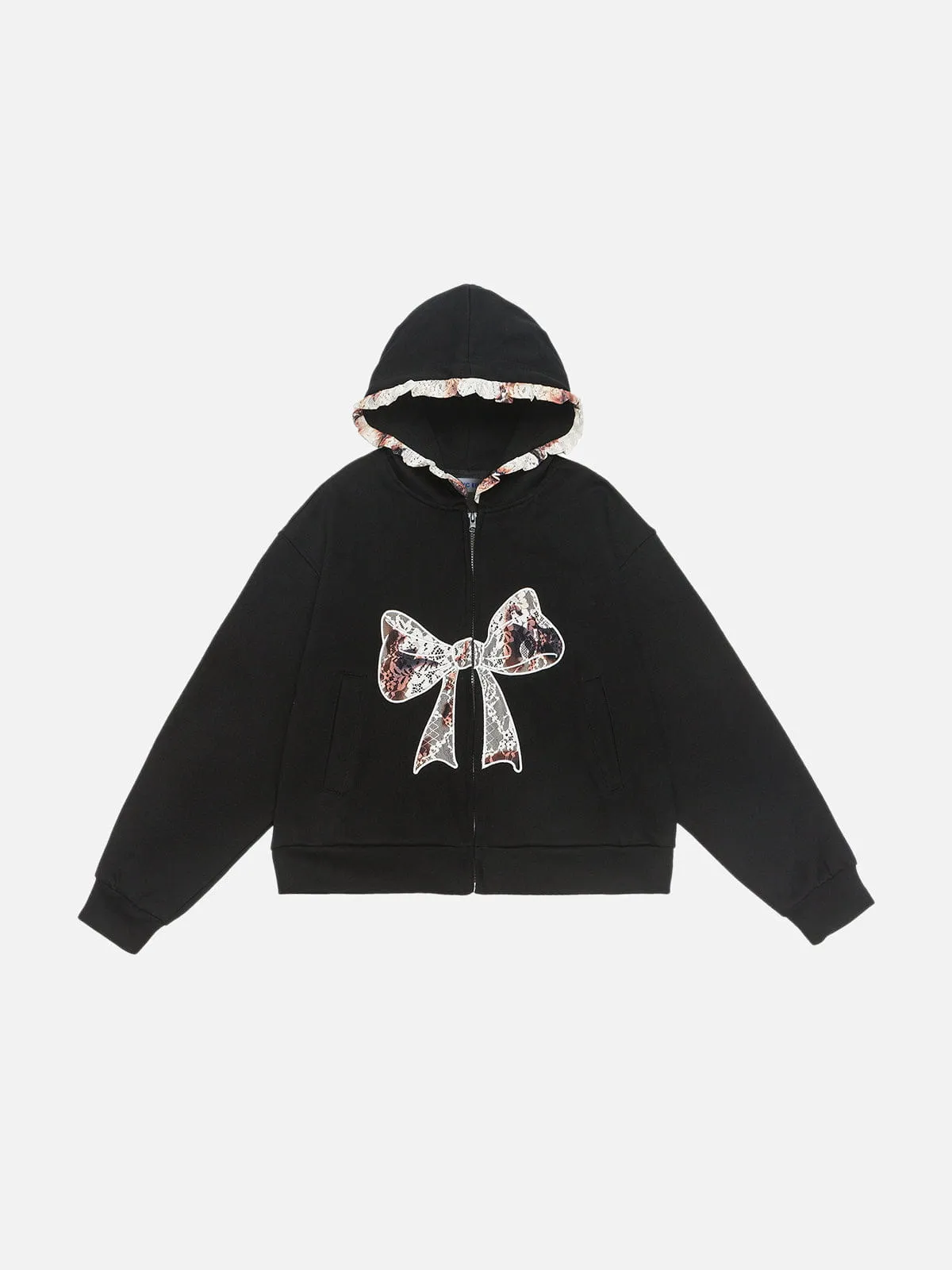 Aelfric Eden Boxy Lace Bow Zip Up Hoodie sold by Aelfric Eden product image thumbnail 2