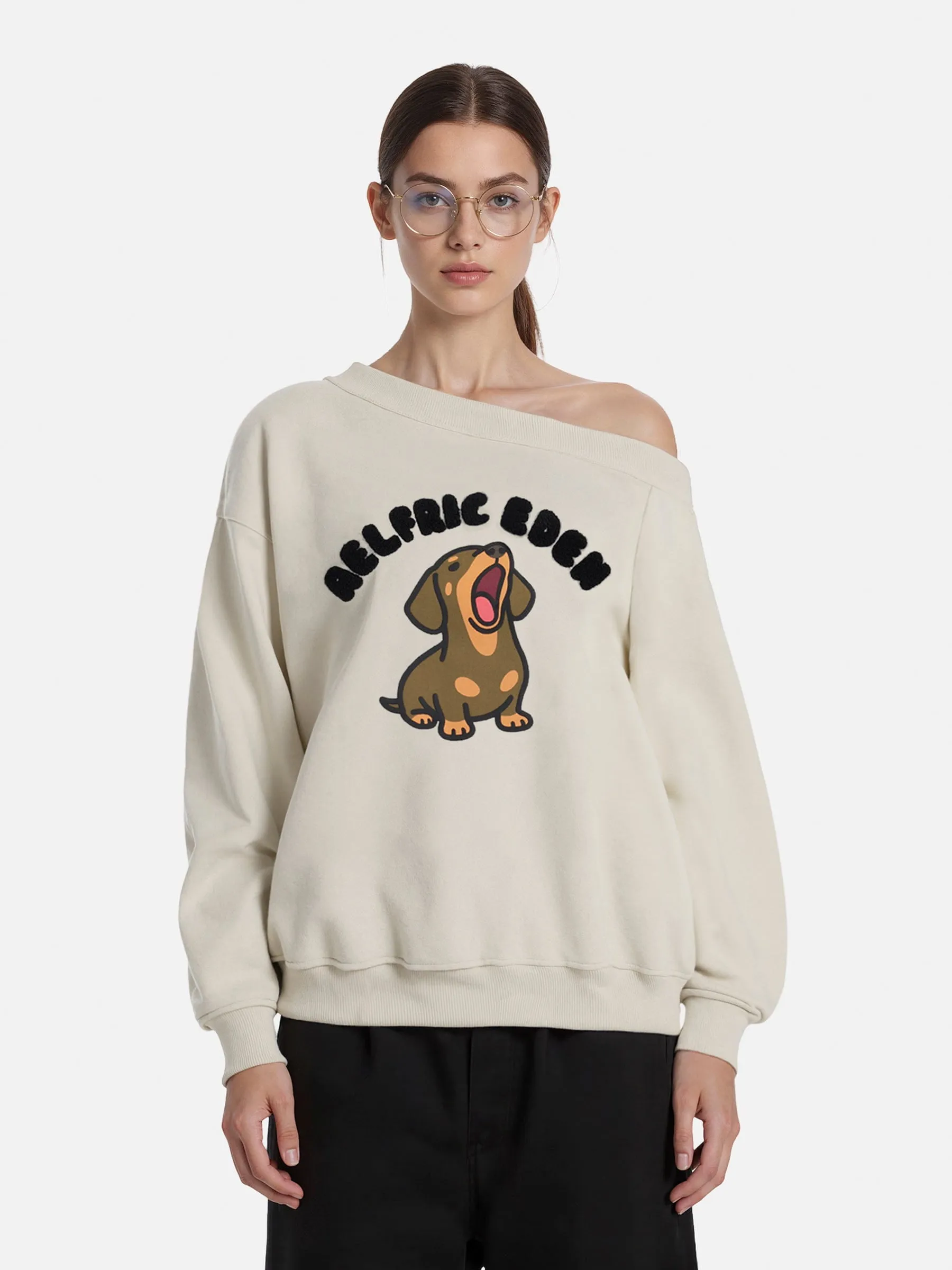 Aelfric Eden Dachshund Off-The-Shoulder Sweatshirt sold by Aelfric Eden