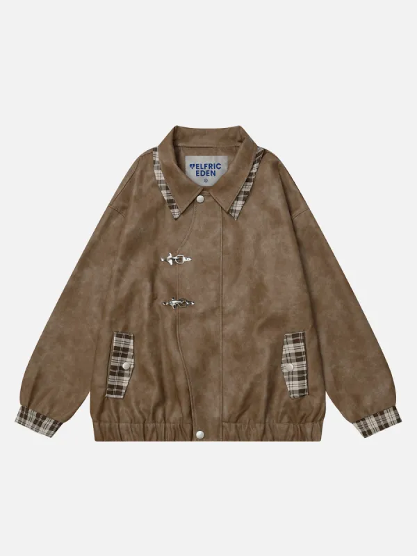 Aelfric Eden Plaid Patchwork Faux Leather Jacket sold by Aelfric Eden