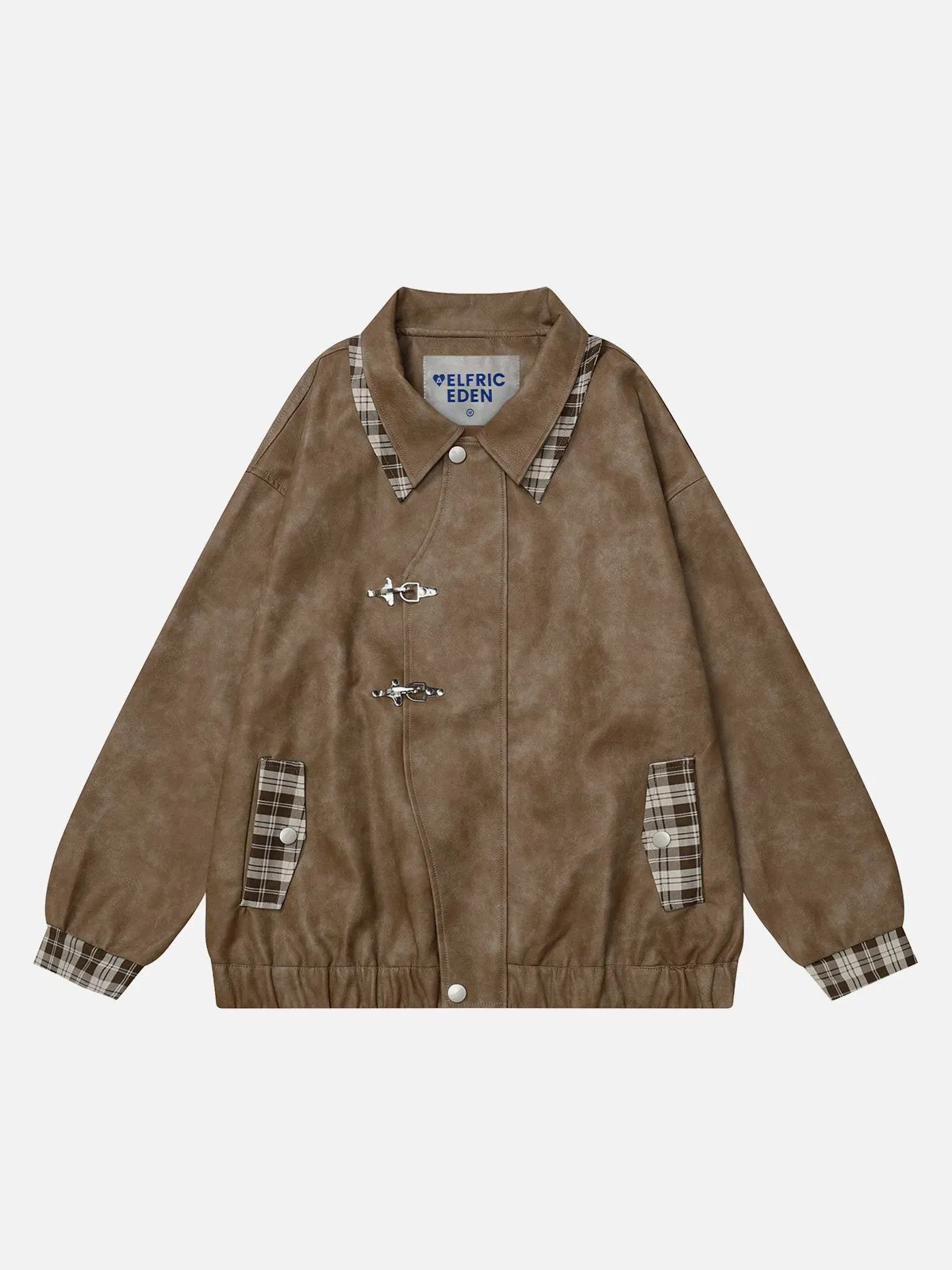 Aelfric Eden Plaid Patchwork Faux Leather Jacket sold by Aelfric Eden