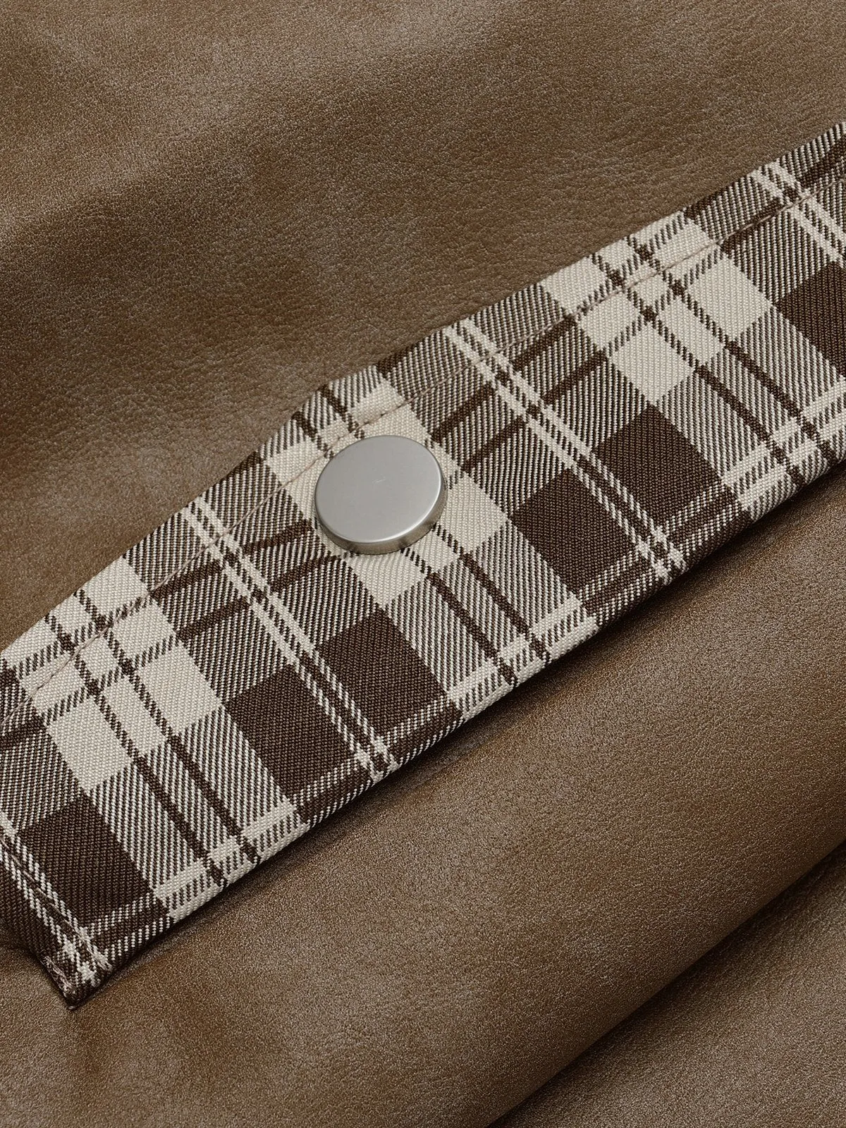 Aelfric Eden Plaid Patchwork Faux Leather Jacket sold by Aelfric Eden product image thumbnail 4