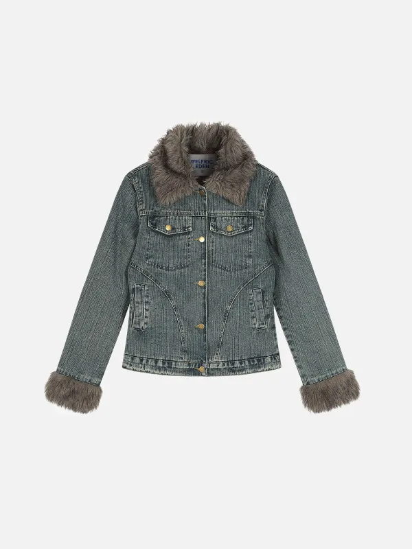 Aelfric Eden Faux Fur Collar Denim Coat sold by Aelfric Eden