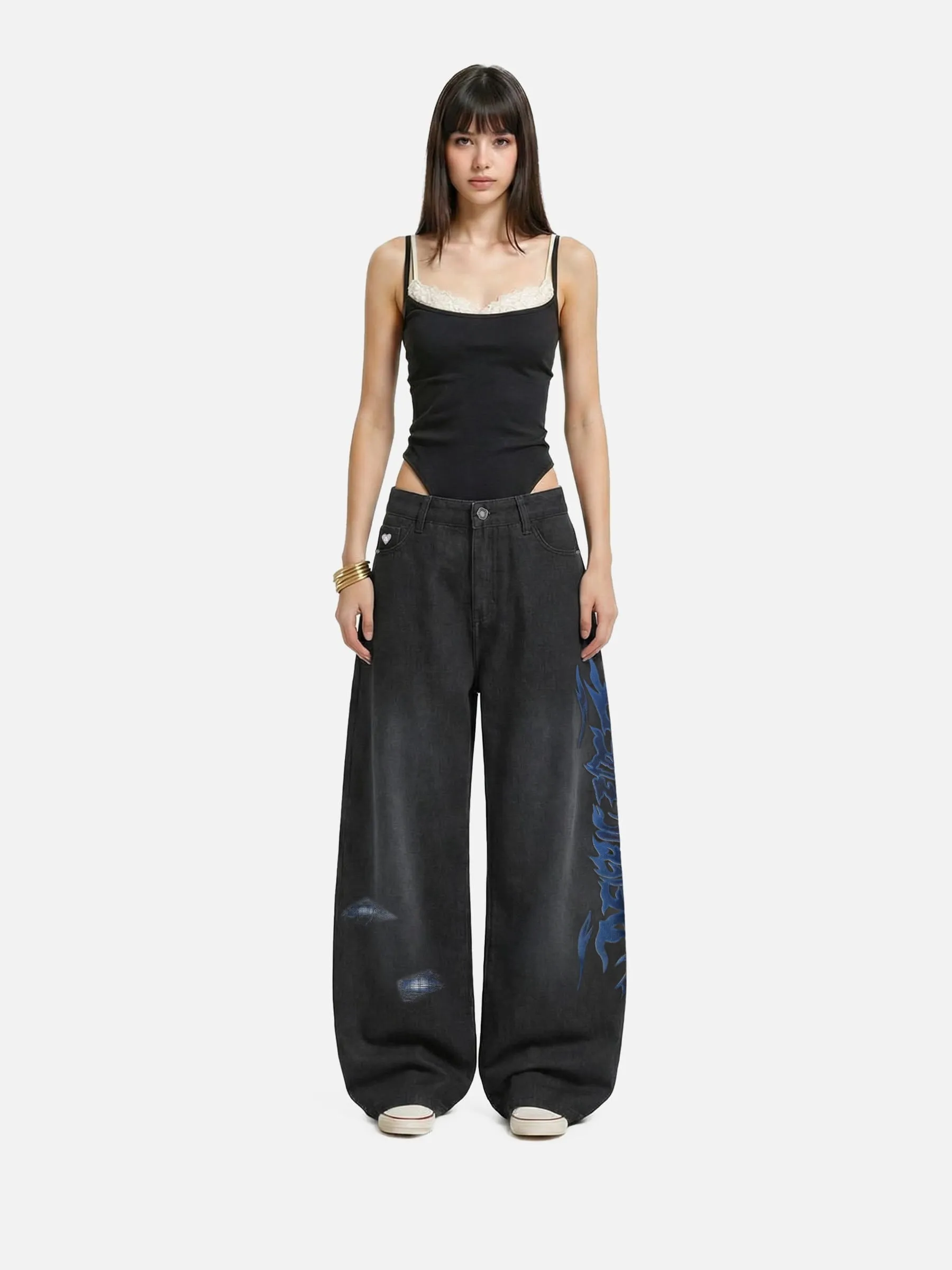 Aelfric Eden Flame Graphic Baggy Jeans sold by Aelfric Eden