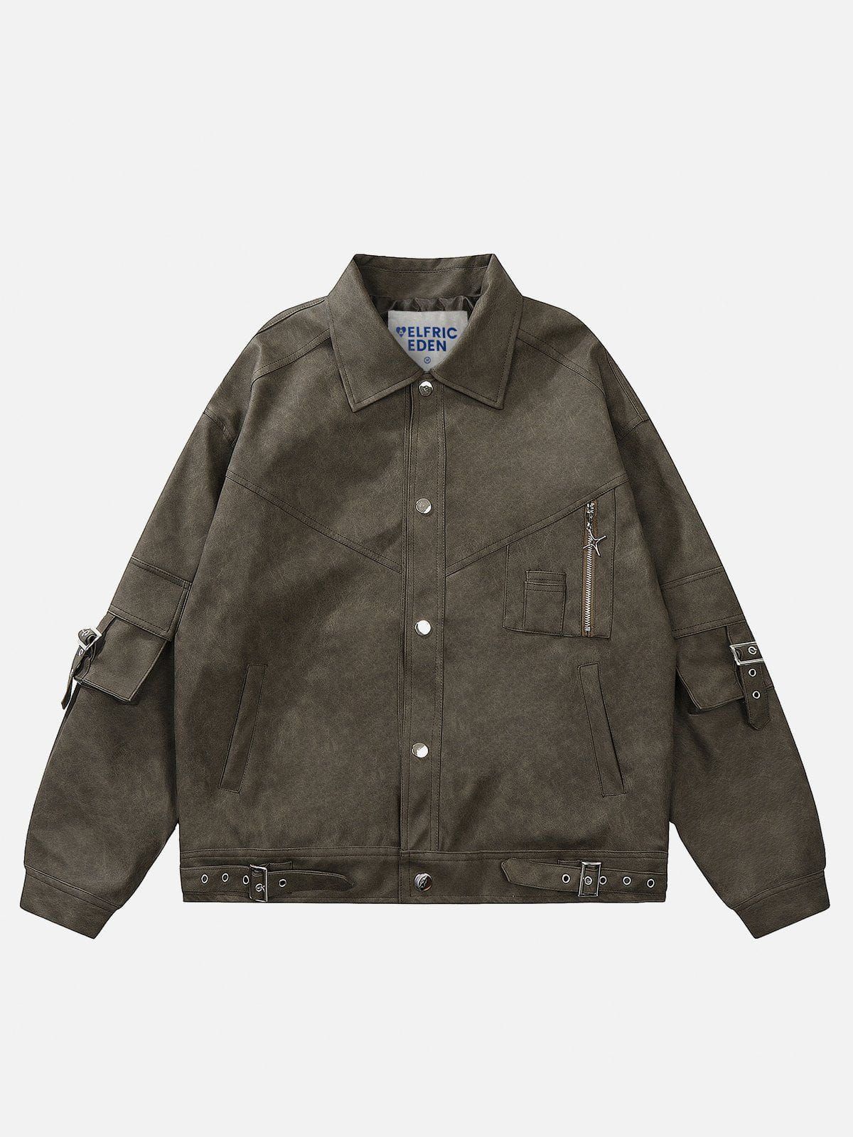 Aelfric Eden Multi Pocket Washed Faux Leather Jacket sold by Aelfric Eden product image thumbnail 2