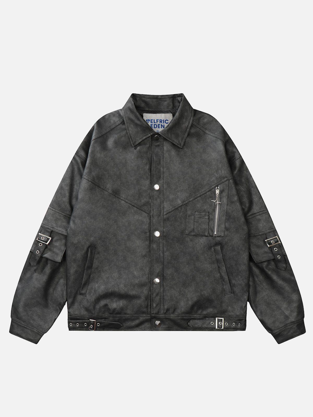 Aelfric Eden Multi Pocket Washed Faux Leather Jacket sold by Aelfric Eden