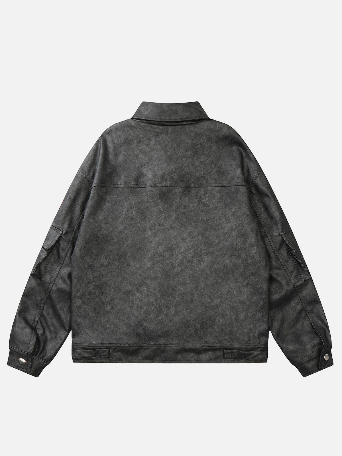 Aelfric Eden Multi Pocket Washed Faux Leather Jacket sold by Aelfric Eden product image thumbnail 3