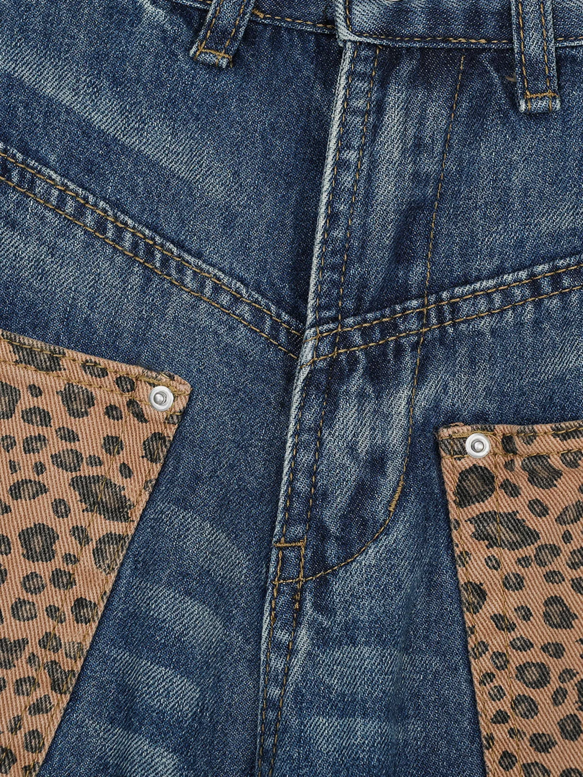 Aelfric Eden Leopard Pocket Reversible Baggy Barrel Jeans sold by Aelfric Eden product image thumbnail 4
