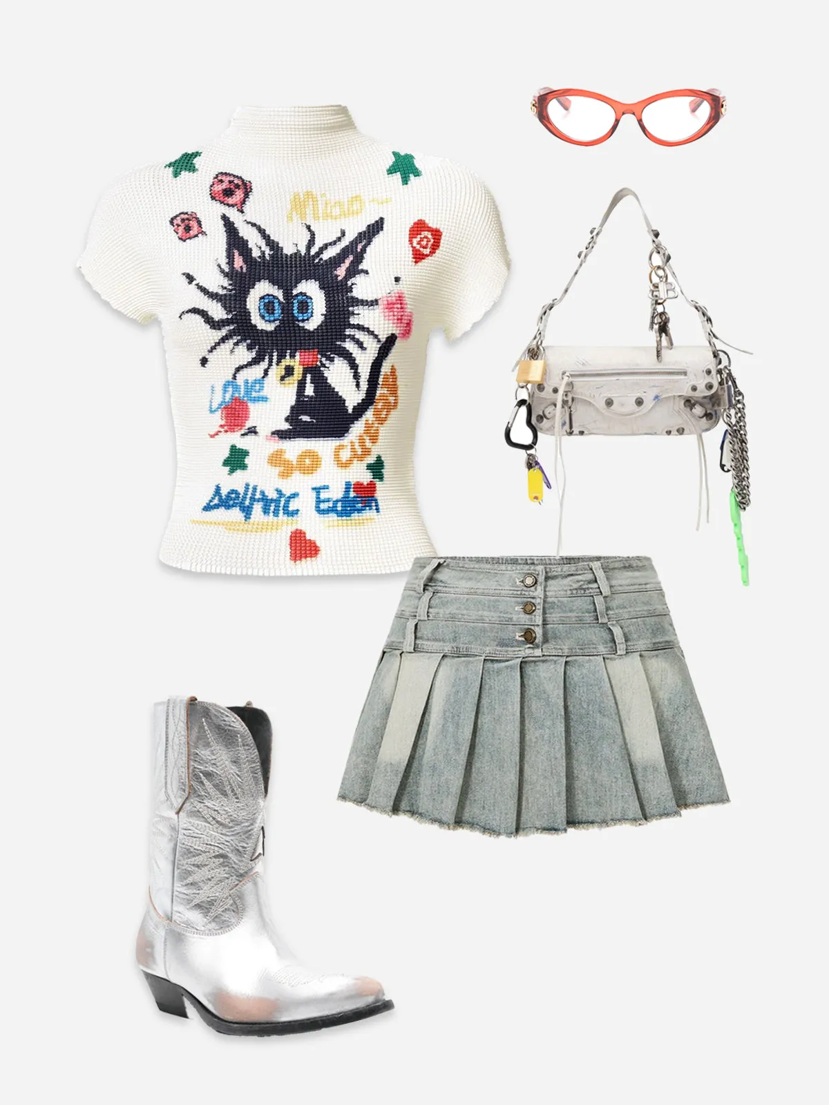 Aelfric Eden Three Layers Waist Washed Denim Skirt sold by Aelfric Eden product image thumbnail 2