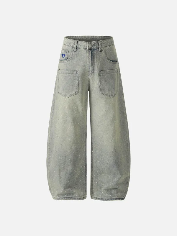 Aelfric Eden Rhinestone Washed Baggy Barrel Jeans made by Aelfric Eden