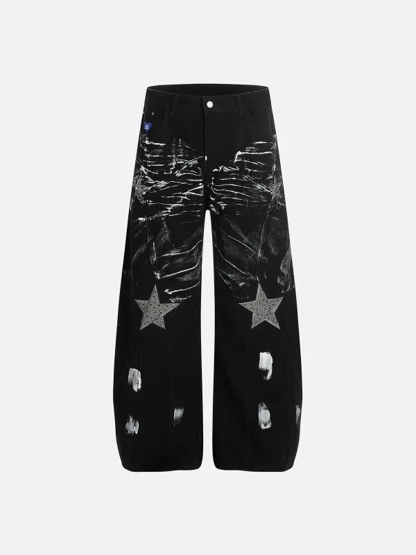 Aelfric Eden Washed Rhinestone Star Baggy Barrel Jeans sold by Aelfric Eden