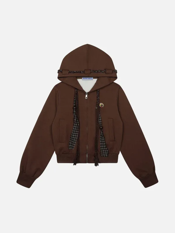 Aelfric Eden Cropped Plaid Rope Zip Up Hoodie made by Aelfric Eden