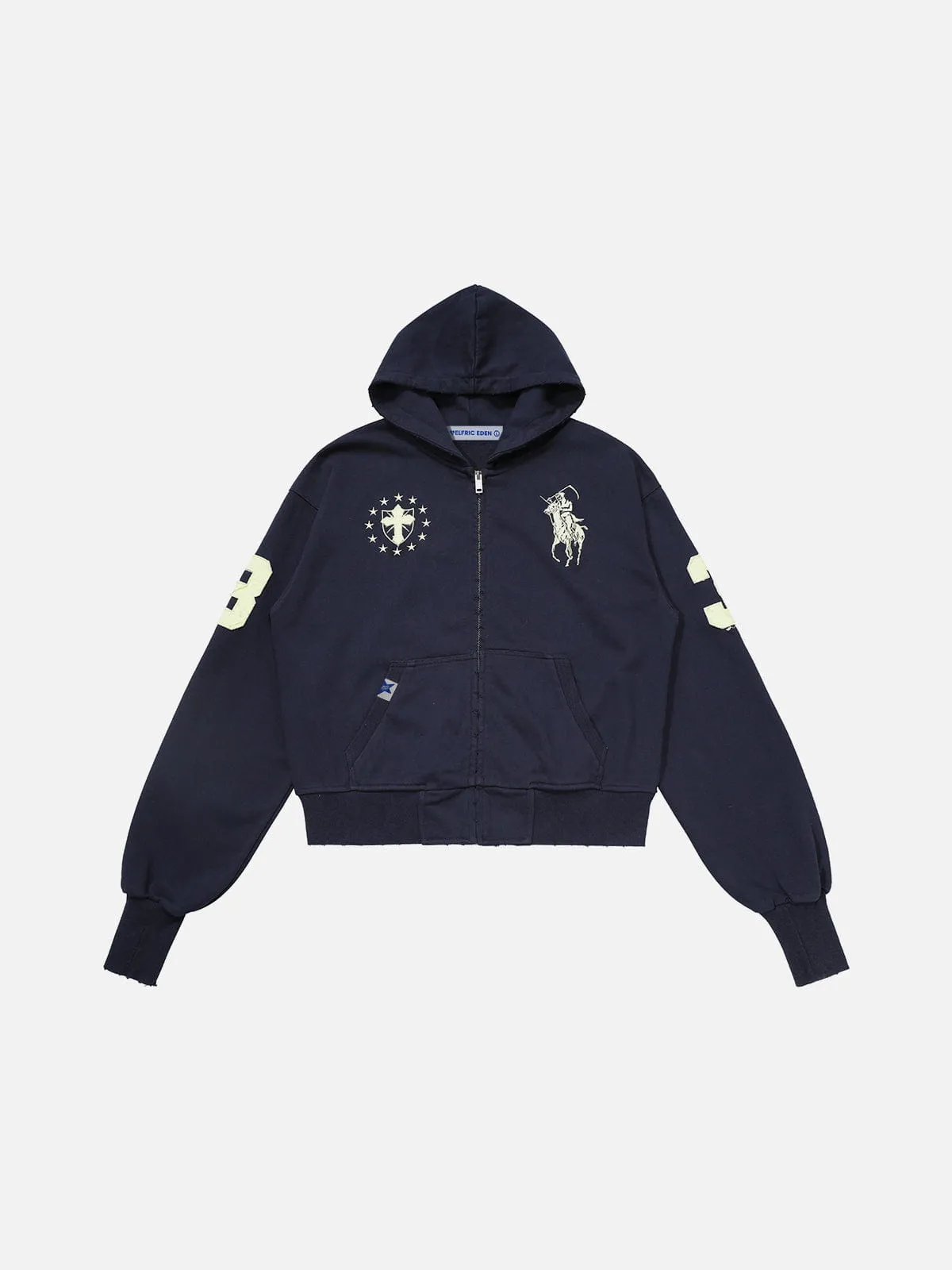 Aelfric Eden Boxy Embroidered Patch Zip Up Hoodie sold by Aelfric Eden product image thumbnail 2