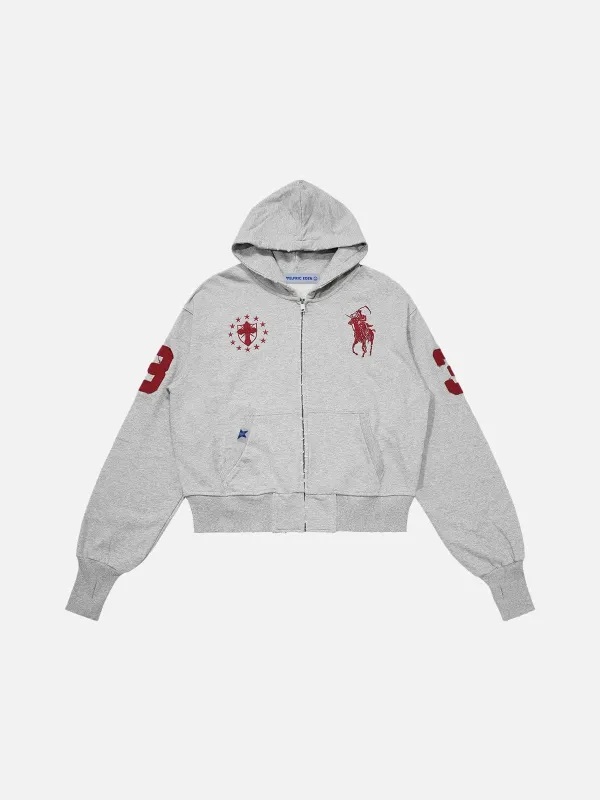 Aelfric Eden Boxy Embroidered Patch Zip Up Hoodie made by Aelfric Eden
