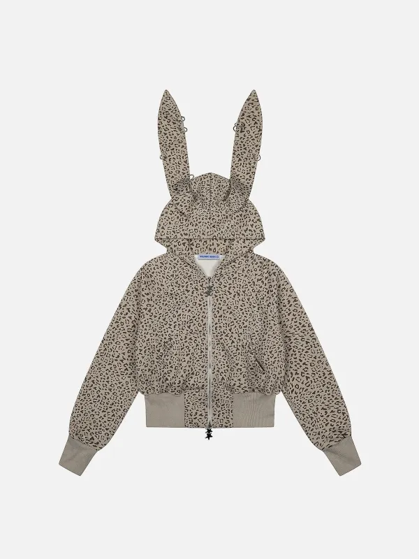 Aelfric Eden Leopard Bunny Ear Zip Up Hoodie made by Aelfric Eden