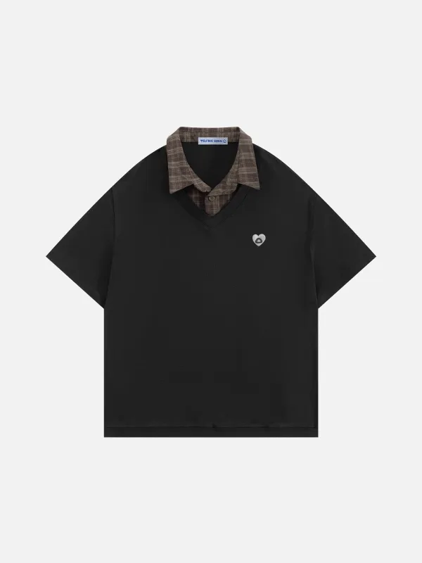 Aelfric Eden Boxy Layered Plaid Polo Tee made by Aelfric Eden