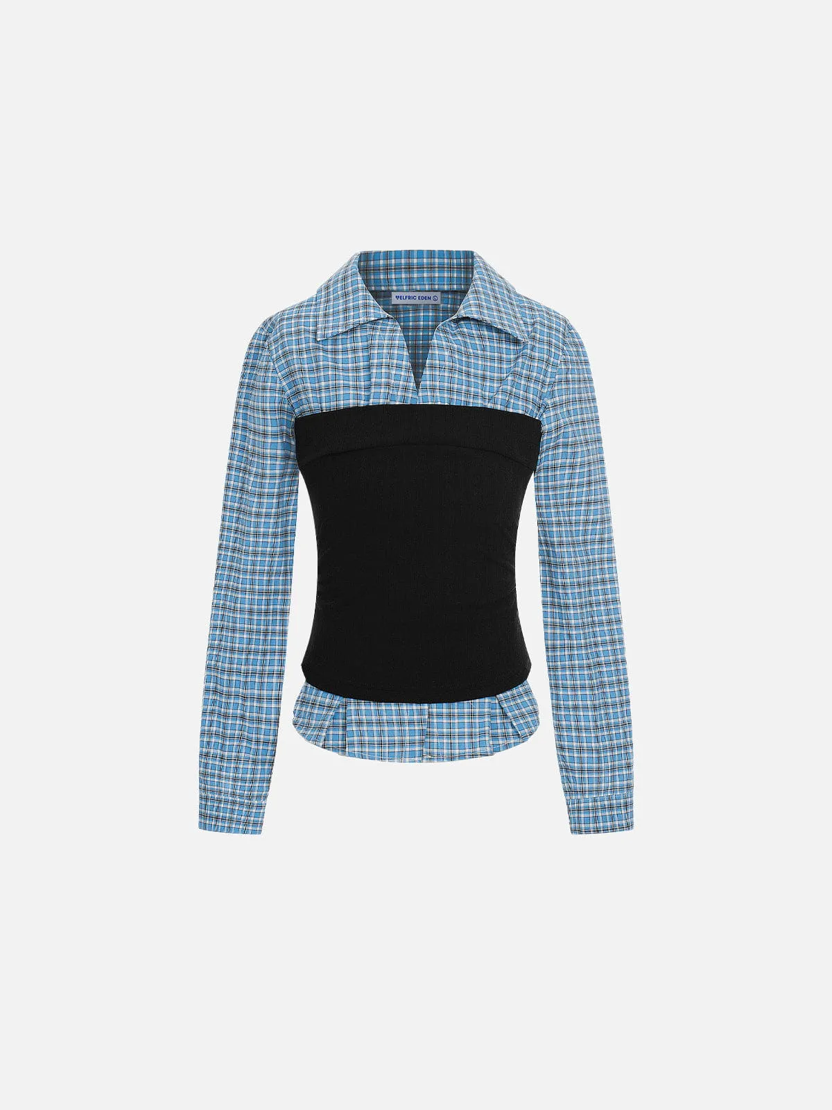 Aelfric Eden Layered Plaid Panel Long Sleeve Shirt sold by Aelfric Eden