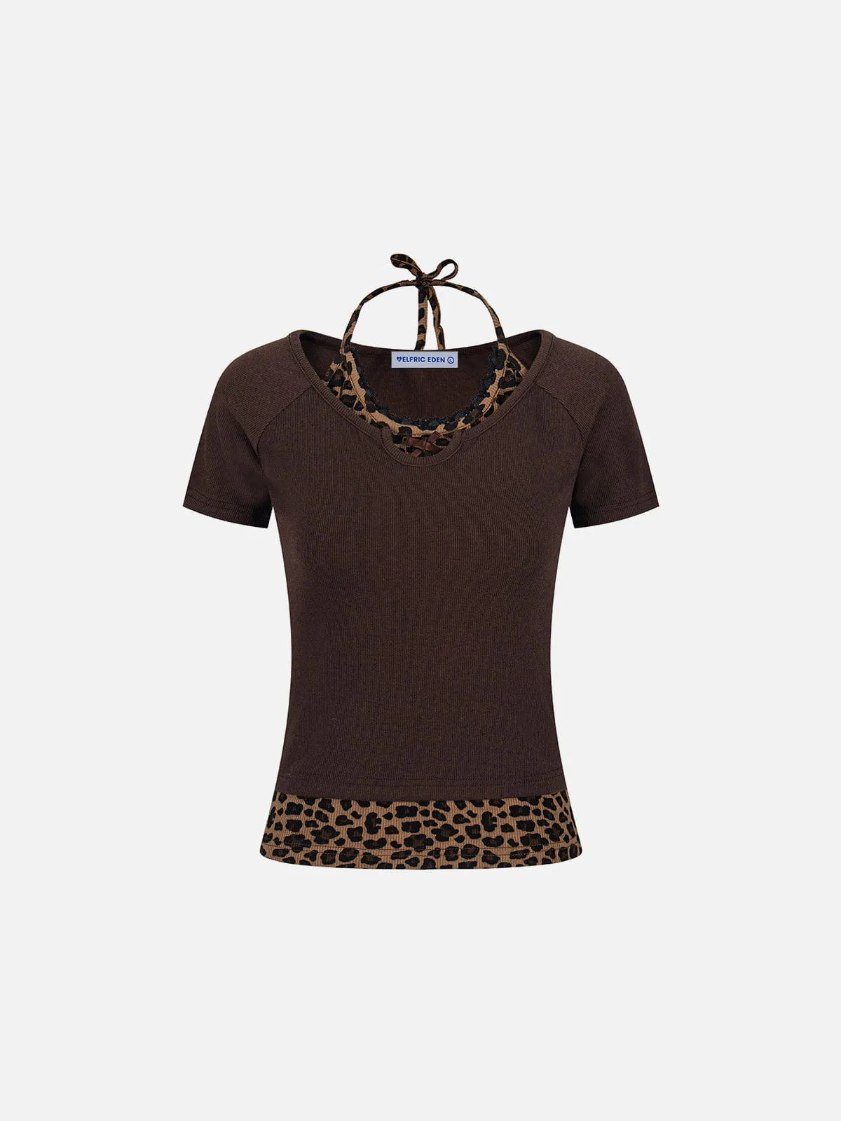 Aelfric Eden Leopard Halter Lace-Up Tee sold by Aelfric Eden product image thumbnail 2