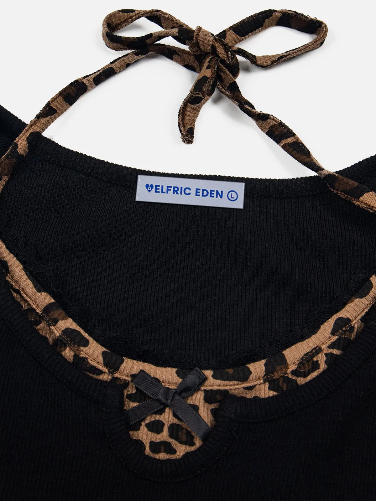 Aelfric Eden Leopard Halter Lace-Up Tee sold by Aelfric Eden product image thumbnail 5