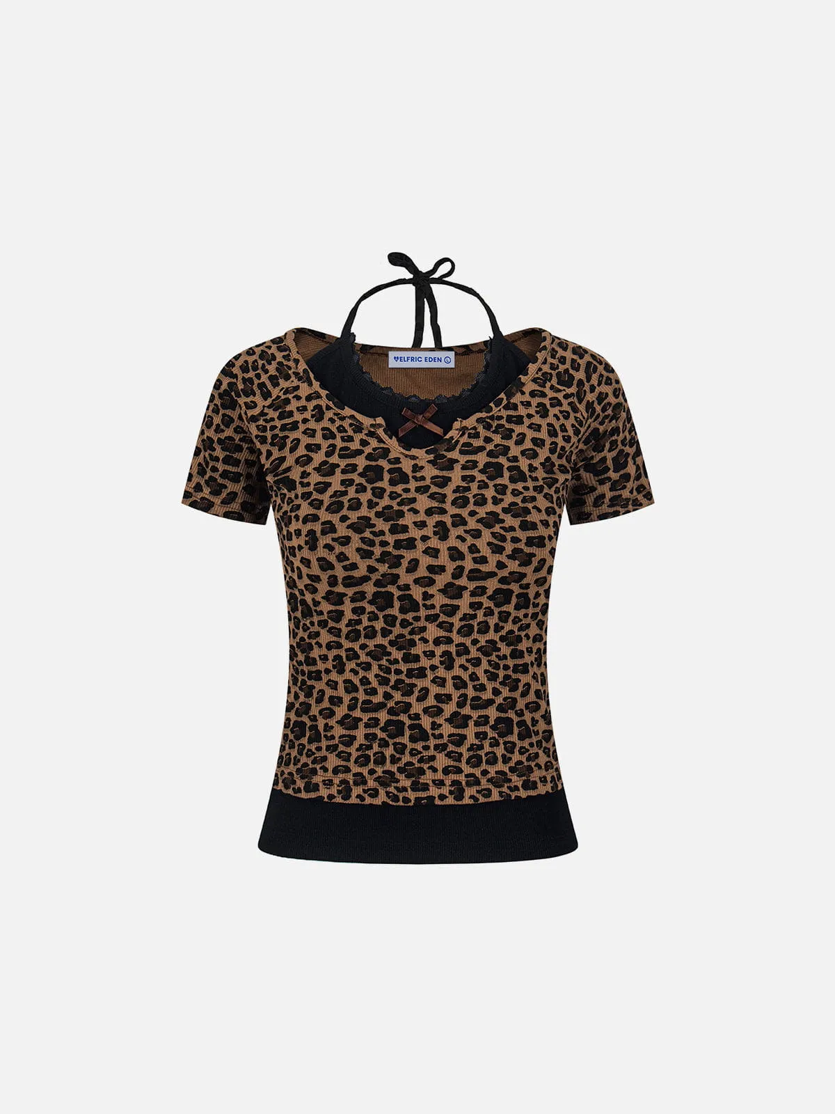 Aelfric Eden Leopard Halter Lace-Up Tee sold by Aelfric Eden product image thumbnail 3