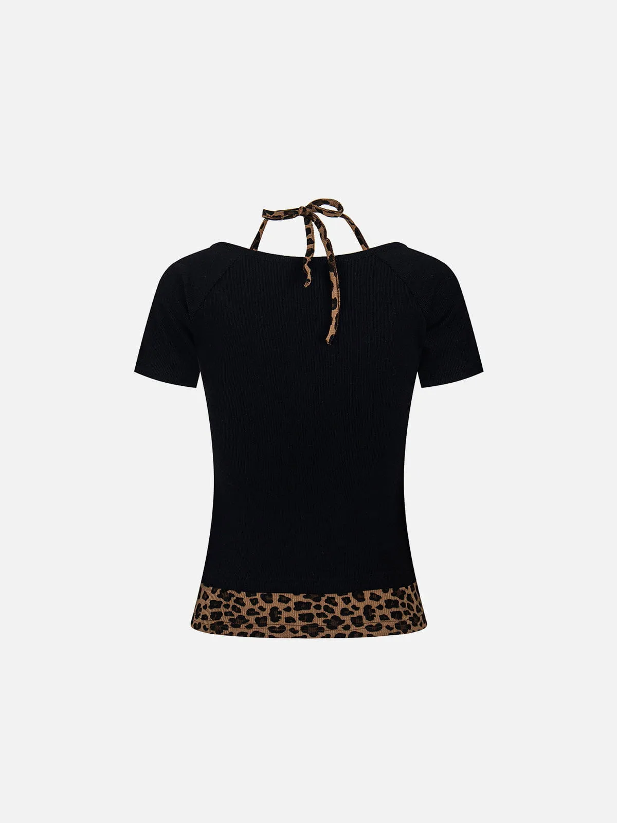 Aelfric Eden Leopard Halter Lace-Up Tee sold by Aelfric Eden product image thumbnail 4