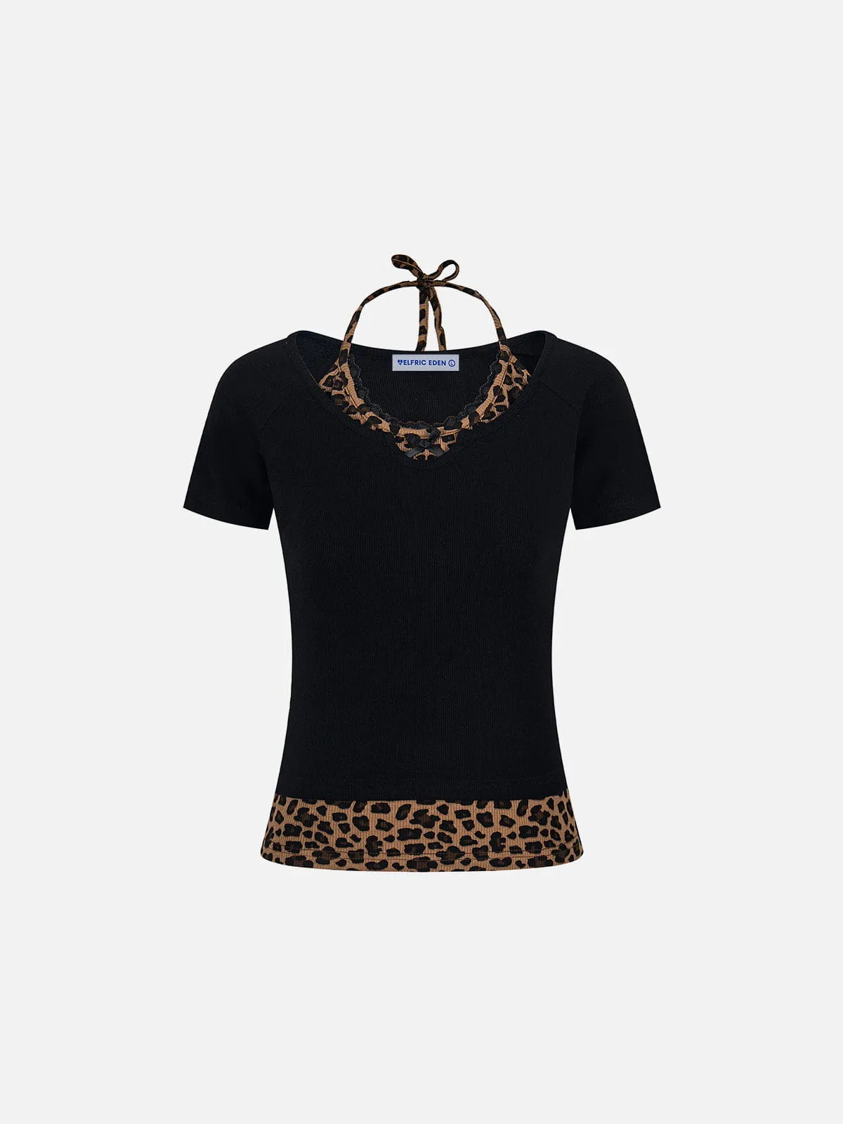 Aelfric Eden Leopard Halter Lace-Up Tee sold by Aelfric Eden