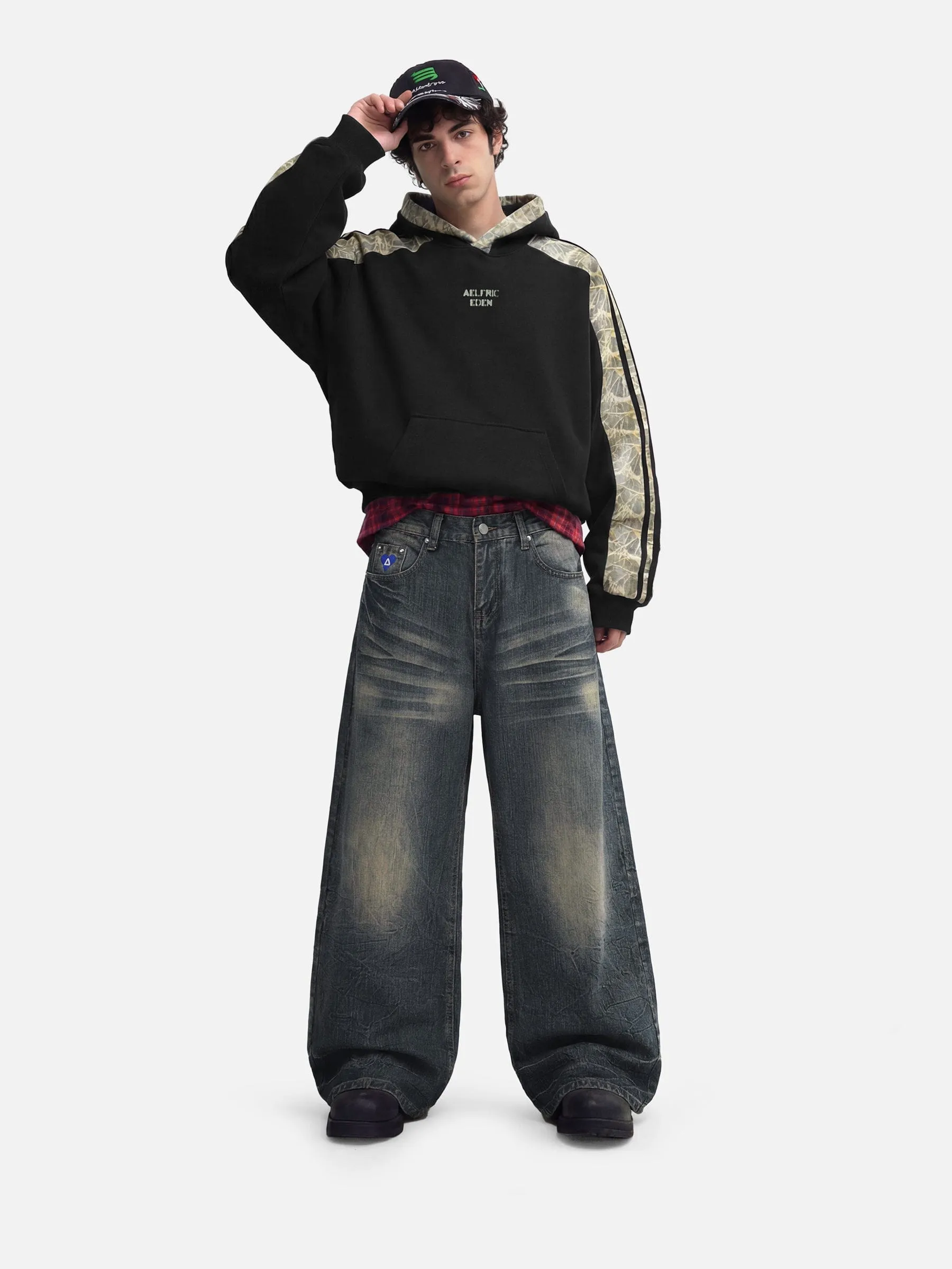 Aelfric Eden Boxy Leaf CAMO Panel Pullover Hoodie sold by Aelfric Eden