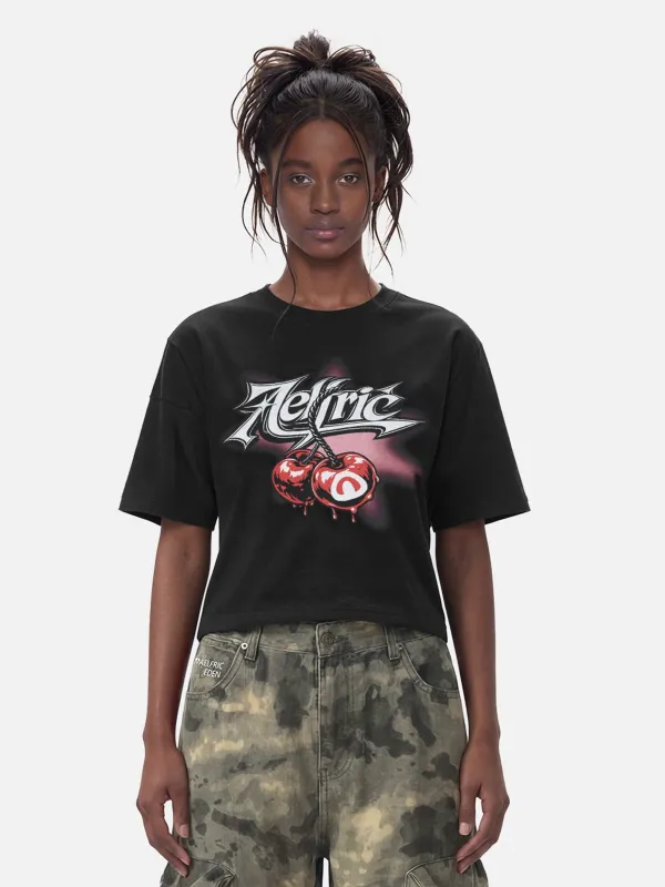 Aelfric Eden Cropped Cherry Graphic Tee made by Aelfric Eden