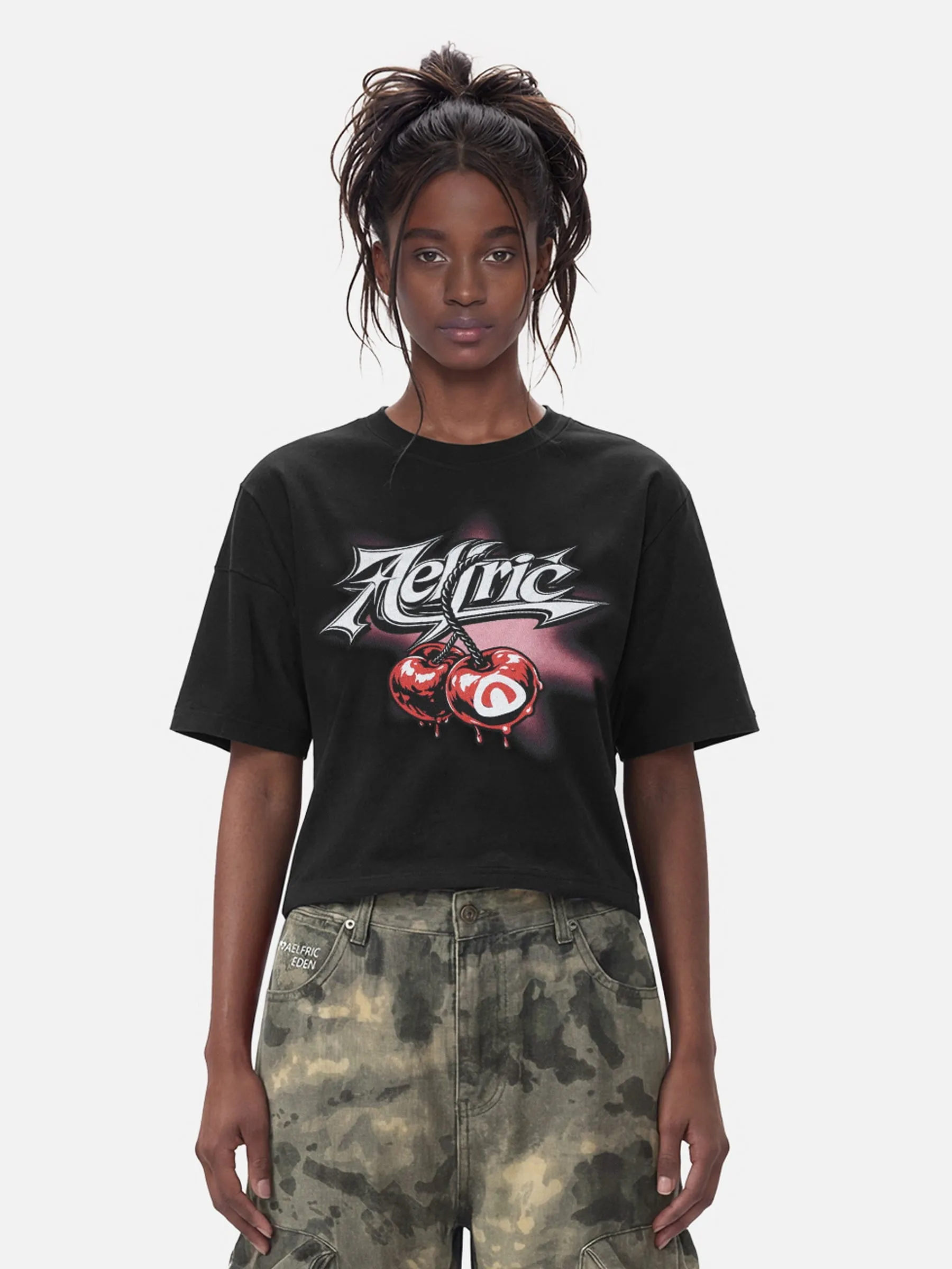 Aelfric Eden Cropped Cherry Graphic Tee sold by Aelfric Eden