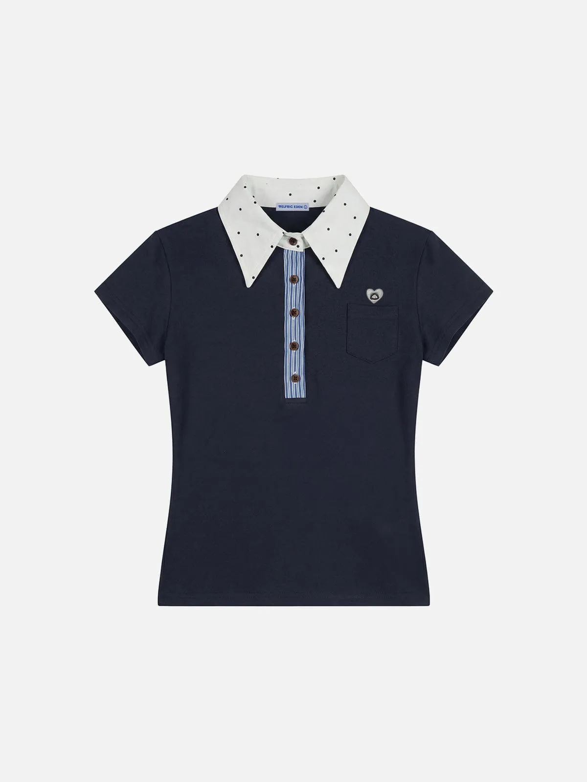 Aelfric Eden Polka Dot Collar Polo Baby Tee sold by Aelfric Eden product image thumbnail 2