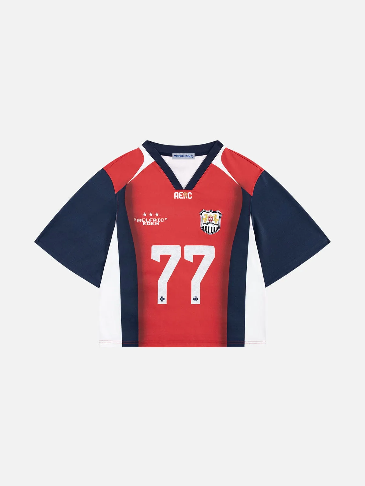 Aelfric Eden Cropped 77 V-Neck Panel Jersey Tee sold by Aelfric Eden product image thumbnail 4