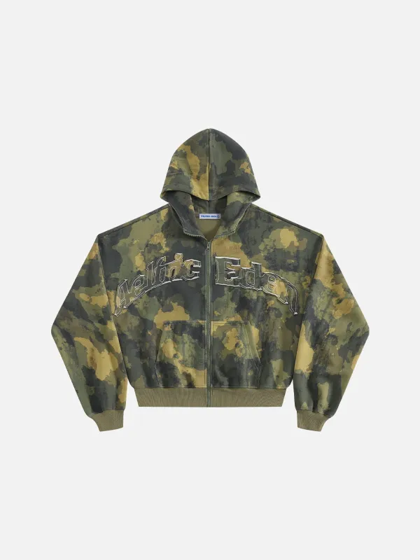 Aelfric Eden Boxy CAMO Embroidered Zip Up Hoodie made by Aelfric Eden