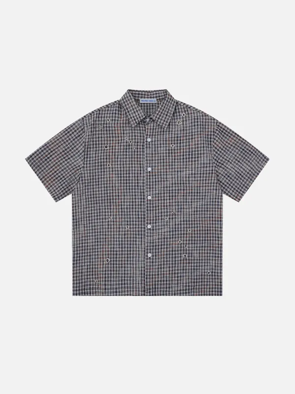 Aelfric Eden Metal Eyelet Plaid Short Sleeve Shirt made by Aelfric Eden