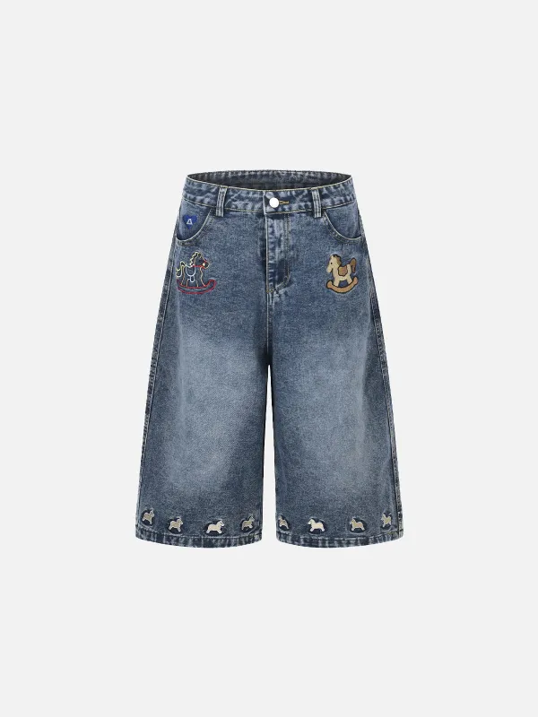 Aelfric Eden Horse Embroidery Longline Jorts made by Aelfric Eden