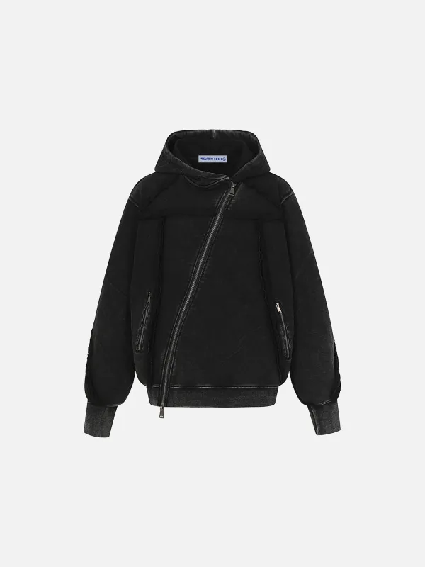 Aelfric Eden Washed Asymmetric Zip Up Hoodie made by Aelfric Eden