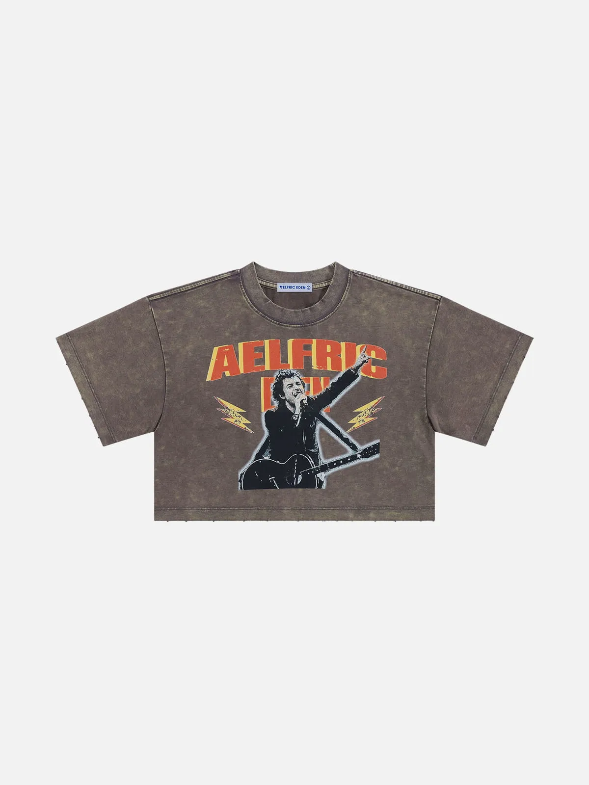 Aelfric Eden Washed Cropped Rock Print Tee sold by Aelfric Eden product image thumbnail 4