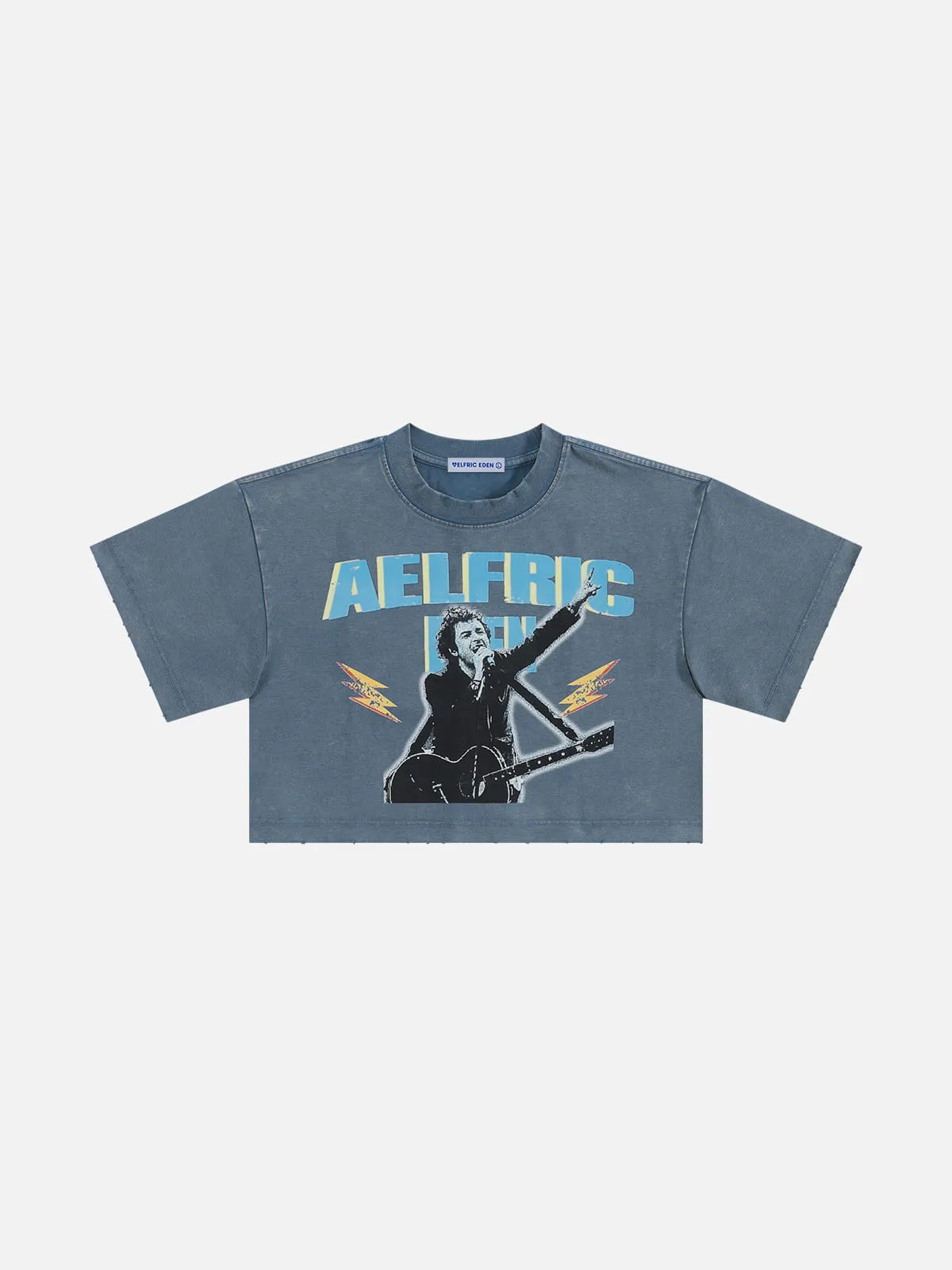 Aelfric Eden Washed Cropped Rock Print Tee sold by Aelfric Eden product image thumbnail 5