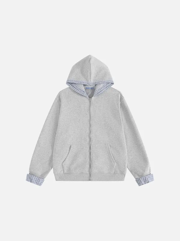 Aelfric Eden Plaid Trim Zip Up Hoodie made by Aelfric Eden