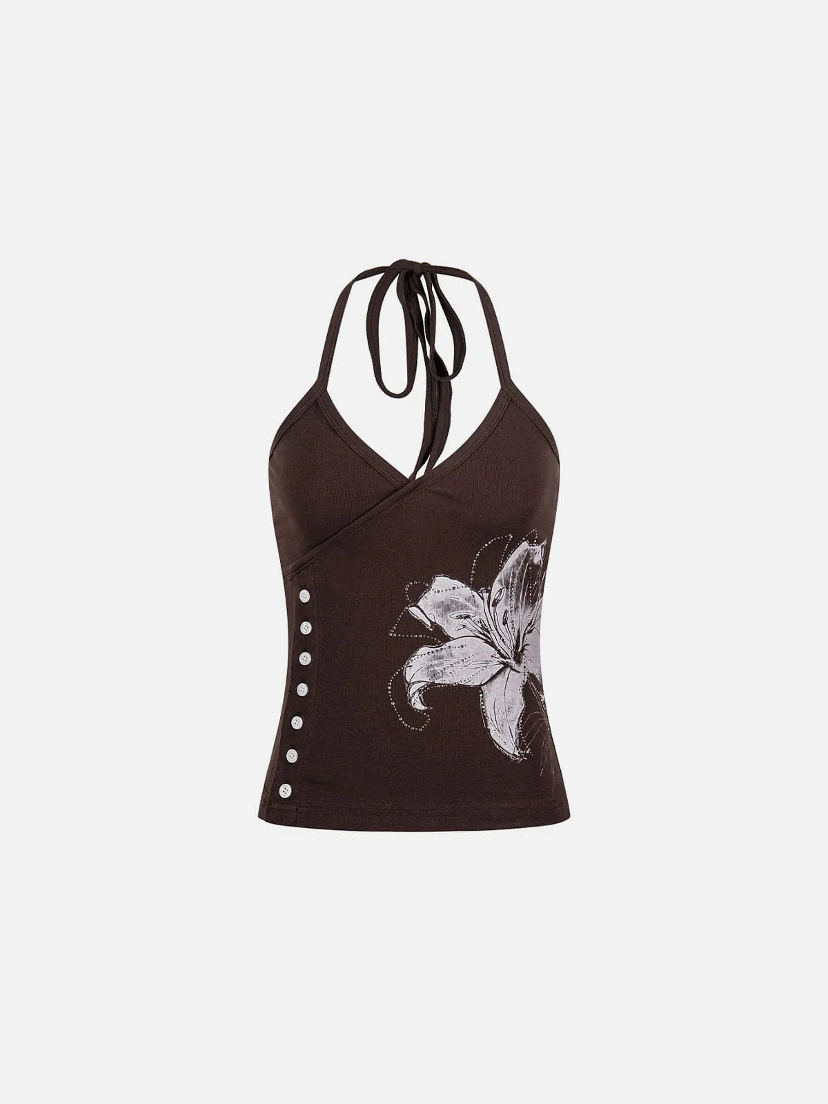 Aelfric Eden Rhinestone Floral Button Halter Top sold by Aelfric Eden product image thumbnail 2