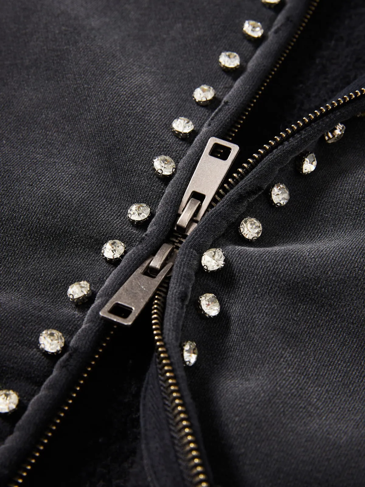 Aelfric Eden Distressed Rhinestone Zip Up Hoodie sold by Aelfric Eden product image thumbnail 4