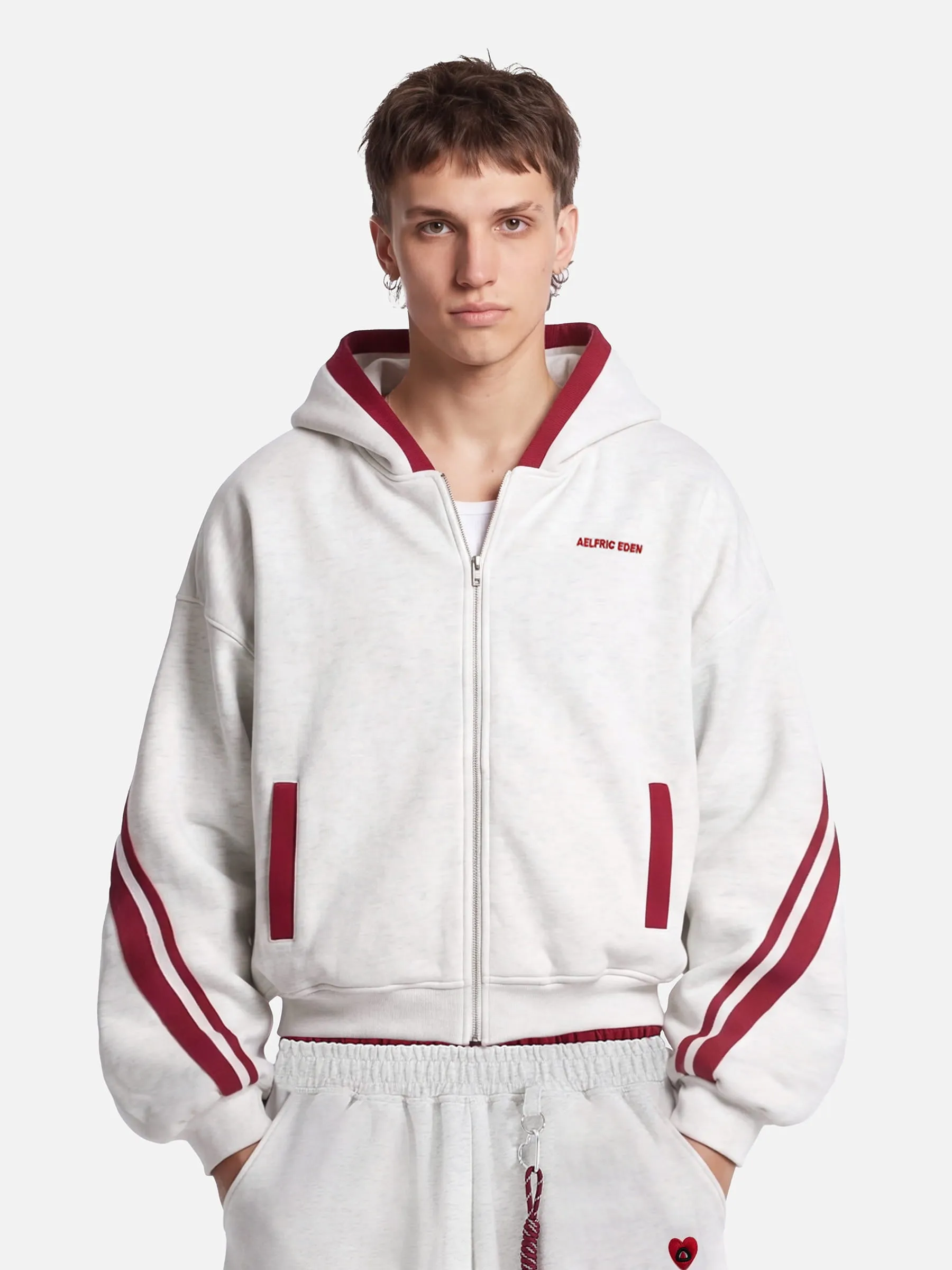 Aelfric Eden Boxy Contrast Stripe Zip Up Hoodie sold by Aelfric Eden