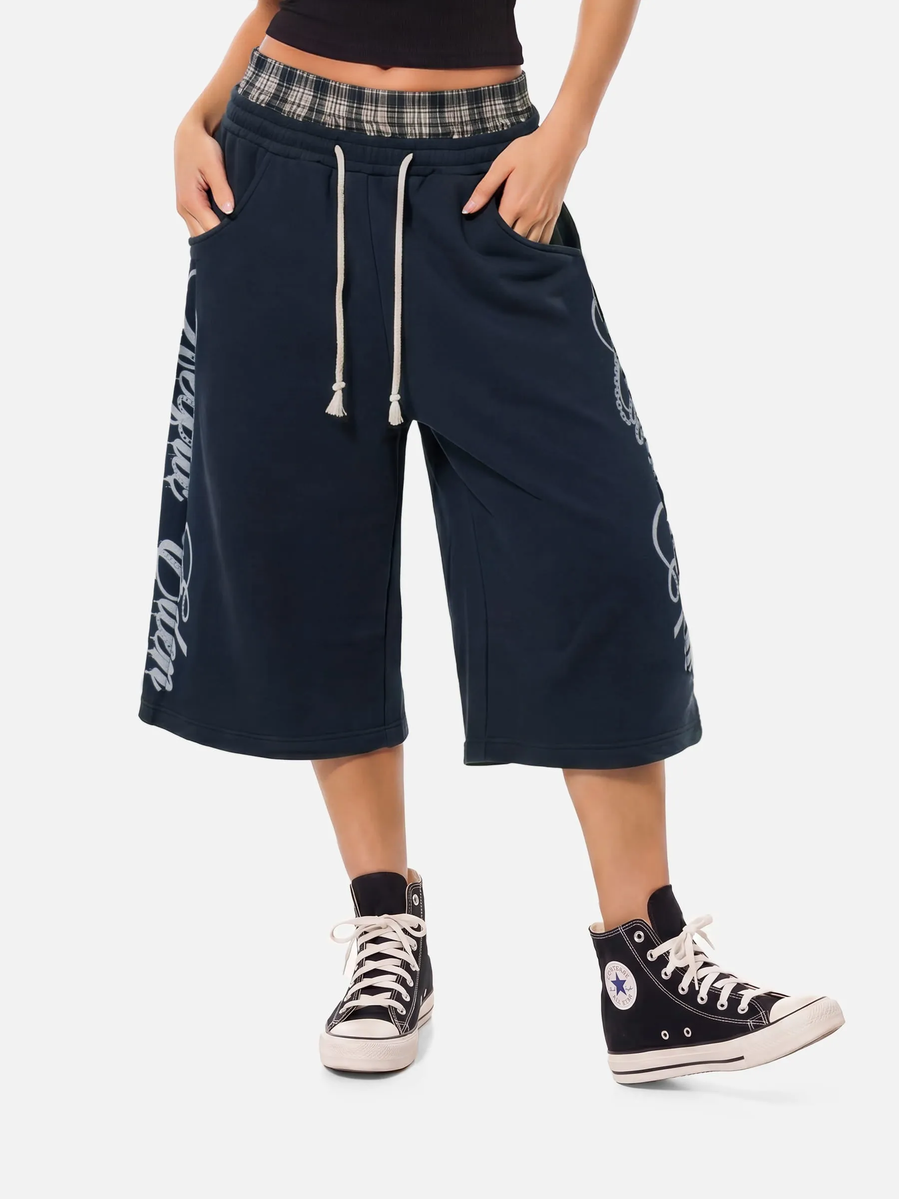 Aelfric Eden Double Waist Script Longline Shorts sold by Aelfric Eden